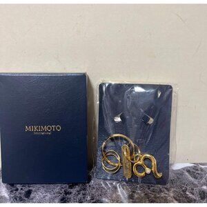 NWB MIKIMOTO G clef key chain pearl decoration M golden bag charm